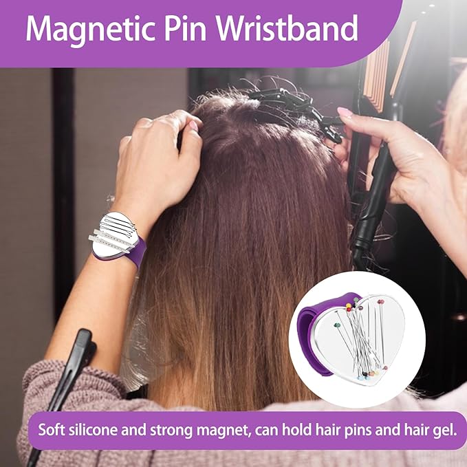 23 Pieces Hair Parting Tools Set, Magnetic Wrist Pin Holder for Braiding, Sectioning Clips, Rat Tail Combs, Hair Parting Rings