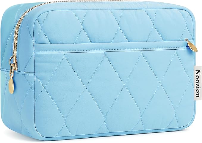 Noozion Makeup Bag Travel Toiletry Bag, Puffy Padded Cosmetic Bag for Women, Makeup Organizer Case, Wide-open Pouch Purse, Travel Essentials