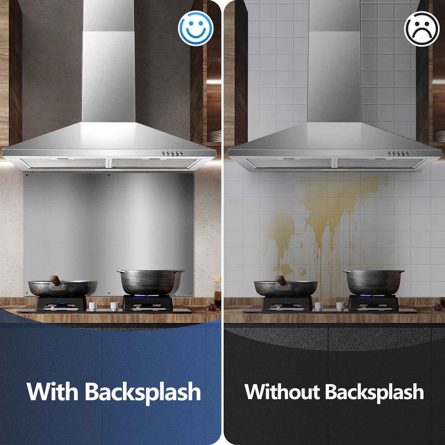 SNDOAS Stainless Steel Backsplash for Stove 30"x24" Stove Backsplash Protector for Wall w/ 6 Pre-Drilled Holes,Ultra Thin Brushed Metal Panel Splatter Guard, Heat&Oil Resistant,Easy Install