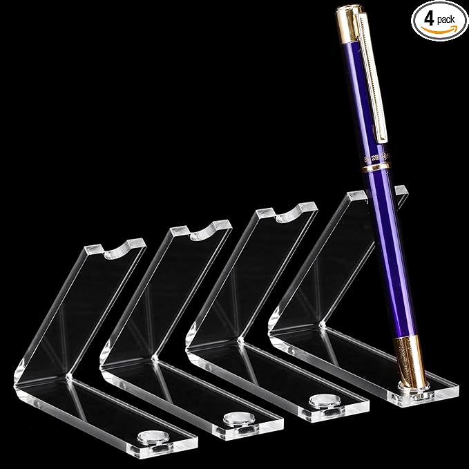 4 Pieces Acrylic Pen Holder Display Stand Transparent Makeup Brush Rack Organizer Clear Pen Stand Paintbrush Drying Rack for Home School Office or Store Use