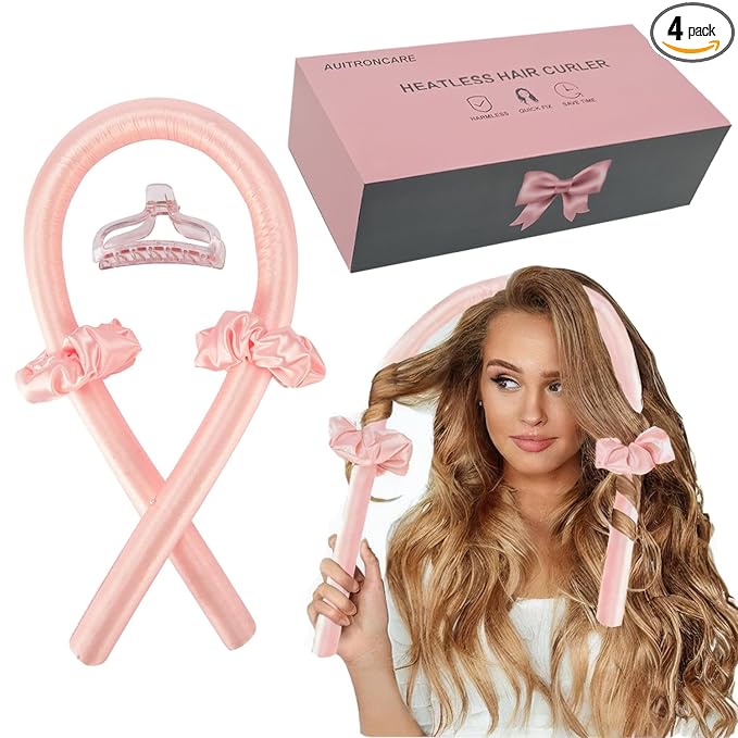 Heatless Curls Overnight,Satin Curling Rod Headband,Hair Curlers for Long and Medium Hair,Silk Curls Headband with Gift BOX,No Heat Rollers to Sleep in(Fuchsia-36.24)