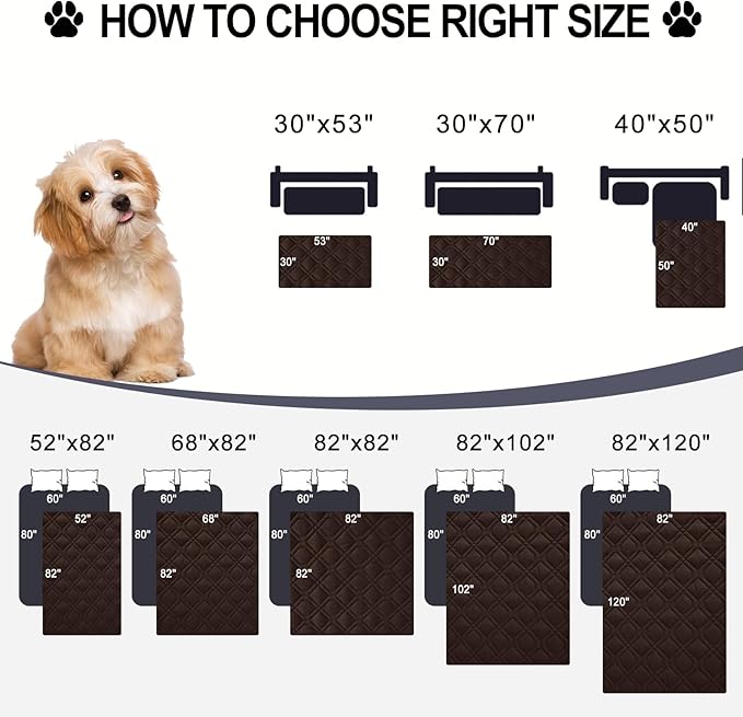 Smiry Reversible Waterproof Couch Covers for Sofa, Washable Dogs Couch Covers for 3 Cushion Sofa Pet Friendly, Water Resistant Furniture Protector Slipcover, Geometric (82"x102", Chocolate/Dark Grey)