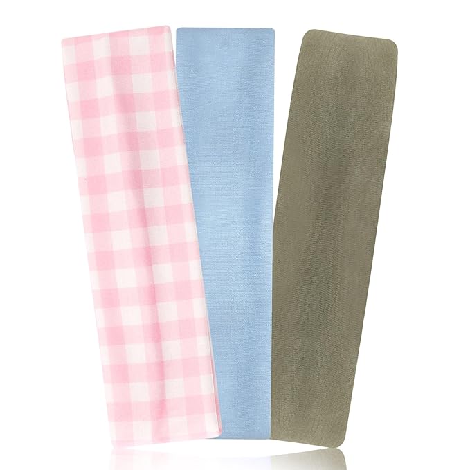 Headbands for Women Non Slip 3 Pcs Elastic Head Bands for Women's Hair Soft Cotton Cloth Stretch Headbands for Women for Daily Fashion