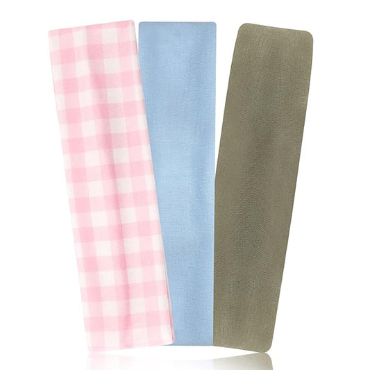 Headbands for Women Non Slip 3 Pcs Elastic Head Bands for Women's Hair Soft Cotton Cloth Stretch Headbands for Women for Daily Fashion
