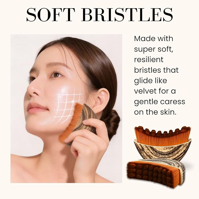 Lymphatic Brush for Face | Manual Gua Sha Brush & Facial Dry Brush | Soft Lymphatic Drainage Massager & Contour Face Brush | Face Sculpting Tool for Lymphatic Drainage (Large, 1.0, Count)