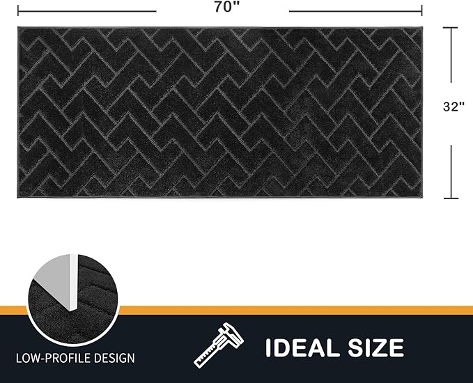 PURRUGS Dirt Trapping Door Mat 32" x 70", Non-Slip Machine Washable Entry Rug, Dog Doormat, Indoor Front Door Mat, Super Absorbent Entryway Rug for Muddy Shoes & Paws, Black