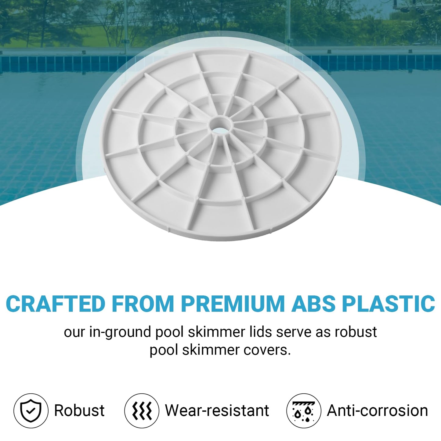 AR-PRO (2-Pack Swimming Pool Skimmer Cover - 9" Universal Round Pool Skimmer Lid Cover - Exact Replacement for 9 1/8" Skimmer Valve Lids and Spa Lids (White)