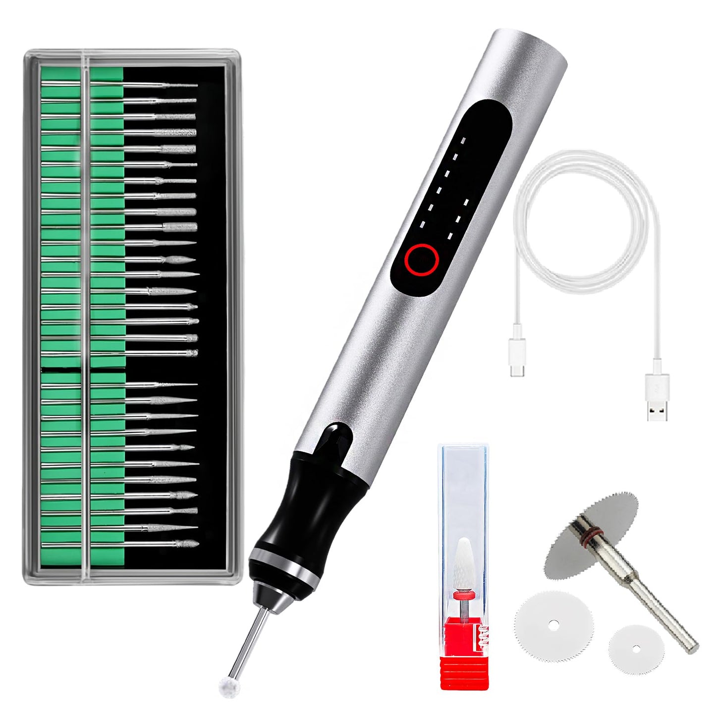Wireless Engraving Pen Kit - Precision Tool for Artists & DIY | Engrave Jade, Wood, Metal, Polish Phone Chips | Smooth & Powerful with,engraver wood carving tool engraving machine！ (Silver + Black)