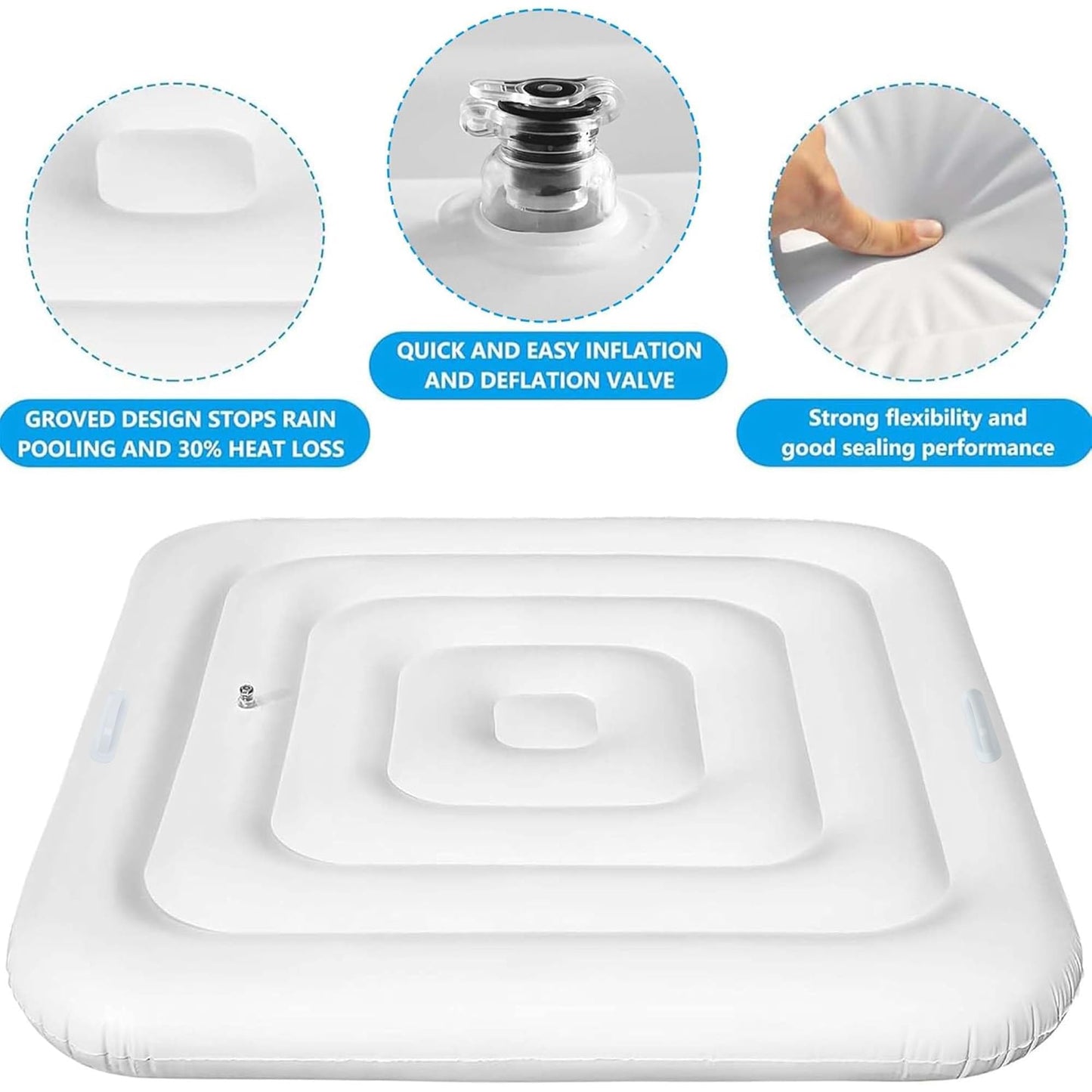 Tlswshsy 4.2Ft Inflatable Hot Tub Cover- Energy Saving Lid for Square Hot Tub- Foldable Protective Rain Overflow Cover for Inflatable Outdoor Hot Tubs