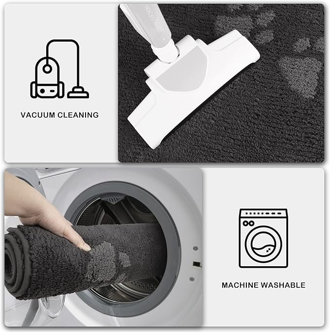 PURRUGS Dirt Trapping Door Mat 20" x 31.5", Non-Skid/Slip Machine Washable Microfiber Entrance Rug, Shoes Scraper, Dog Doormat, Super Absorbent Floor Mat for Muddy Wet Shoes and Paws, Charcoal