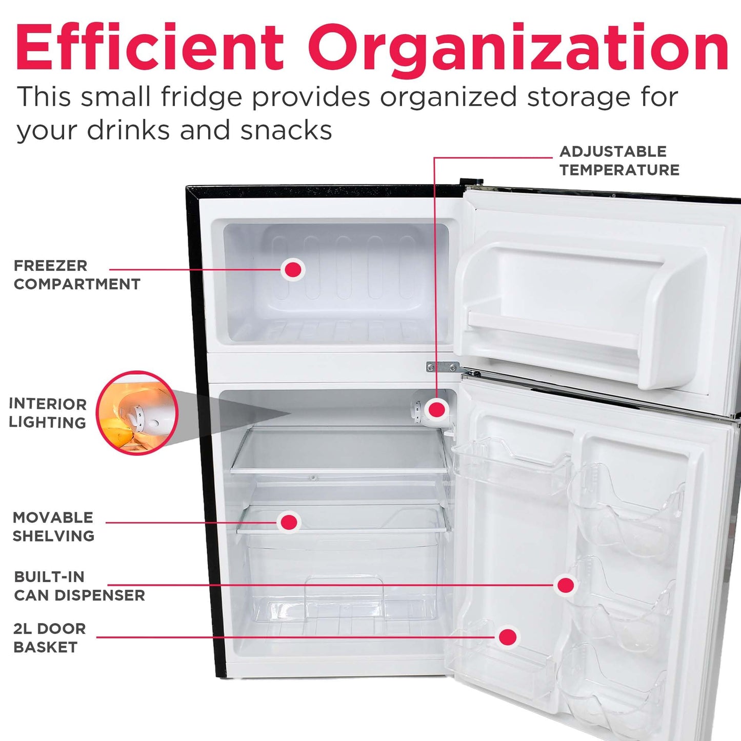 Frigidaire EFR3A1 Compact Small Top-Freezer Refrigerator, Stainless Steel Mini Bar Fridge, Platinum Series-21.26" D x 17.83" W x 33.5" H, 3.2 cu ft Double Door