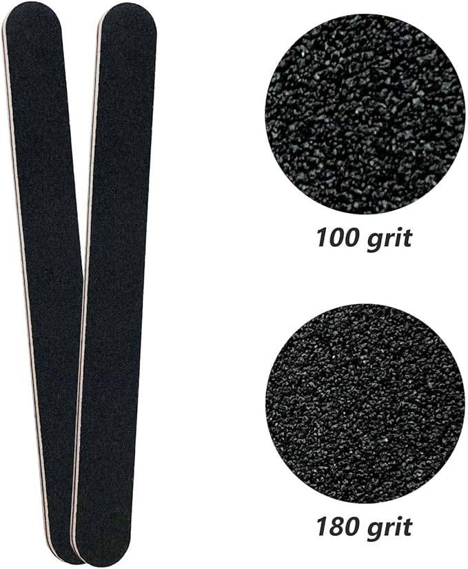 Nail File and Buffer Block, Professional Manicure Tools Kits, 100/180 Grit, Black Nail Pedicure File and Sanding Buffing Grinding Plisher File