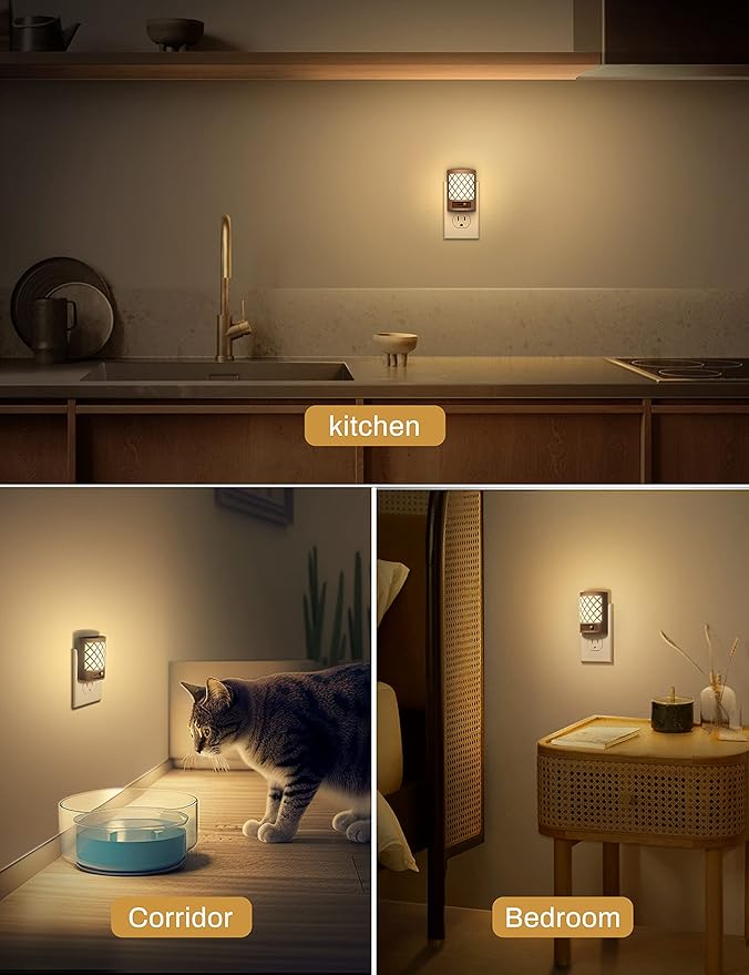DORESshop Night Light, Night Lights Plug Into Wall [2 Pack], Plug in Night Light, Nightlight, Dusk to Dawn Sensor, Adjustable Brightness Night Lights for Bathroom, Hallway, Stairway, Soft White