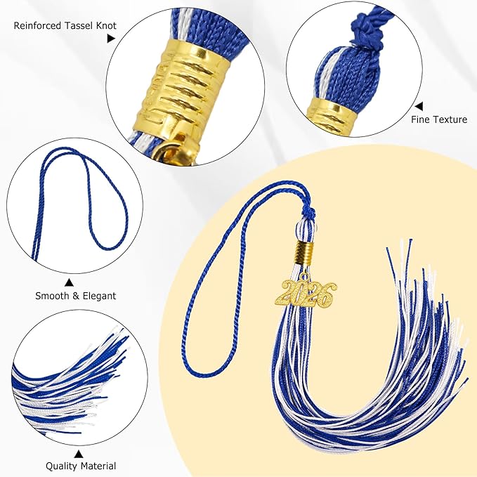 GraduationMall Single&Multiple Color Graduation Tassel with 2026 Year Charm 9"