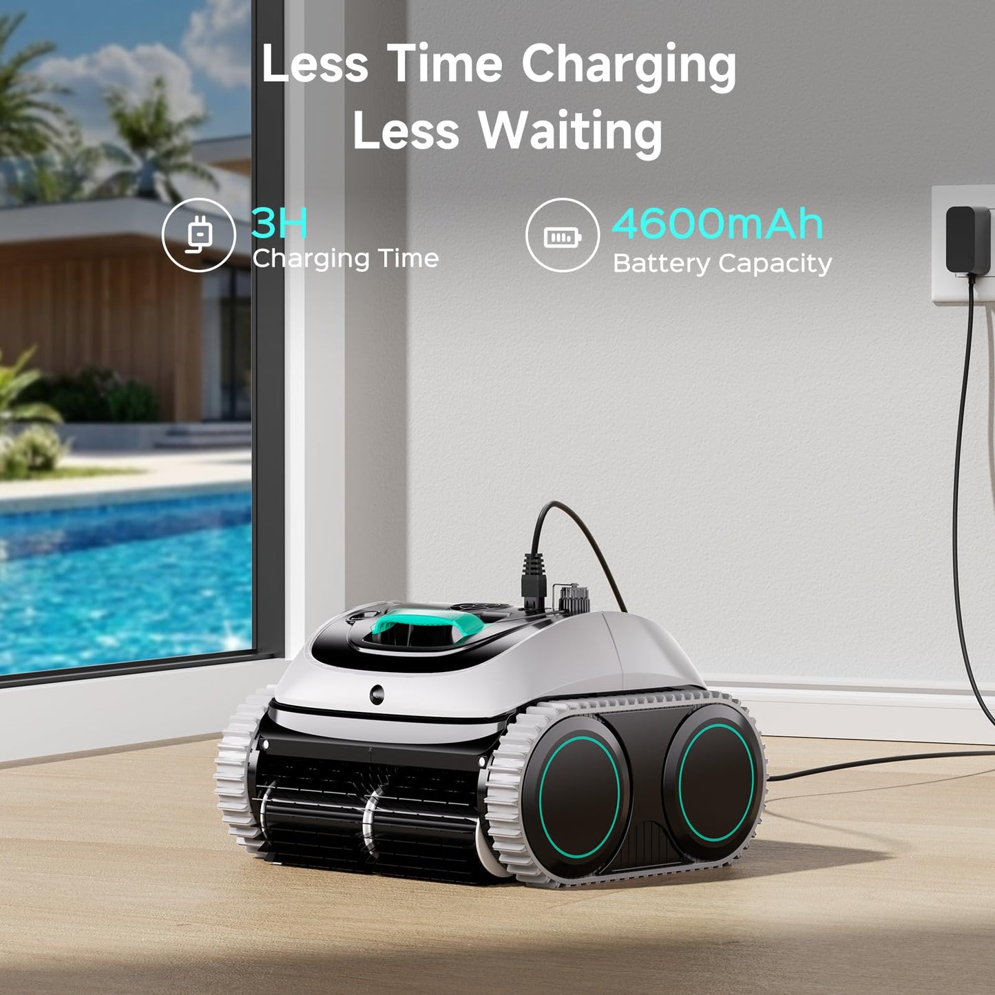 (2026 Upgrade) WYBOT C1 Pool Robot Vacuum for Inground Pools, 4-in-1 Cordless Robotic Pool Cleaner for Above Ground Pools up to 1,614 Sq.ft, Wall & Waterline Cleaning, 150-Min Runtime, APP Control