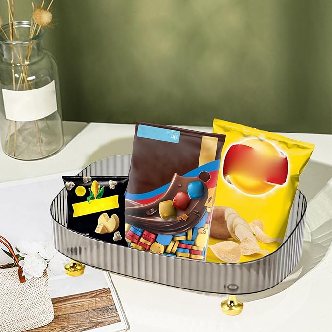 Perfume Organizer, Bathroom Vanity Tray, Makeup Trays for Dresser Top, Countertop Decorative Plastic Decor Tray, Perfume Organizer for Women, organizador de perfumes (Gray)