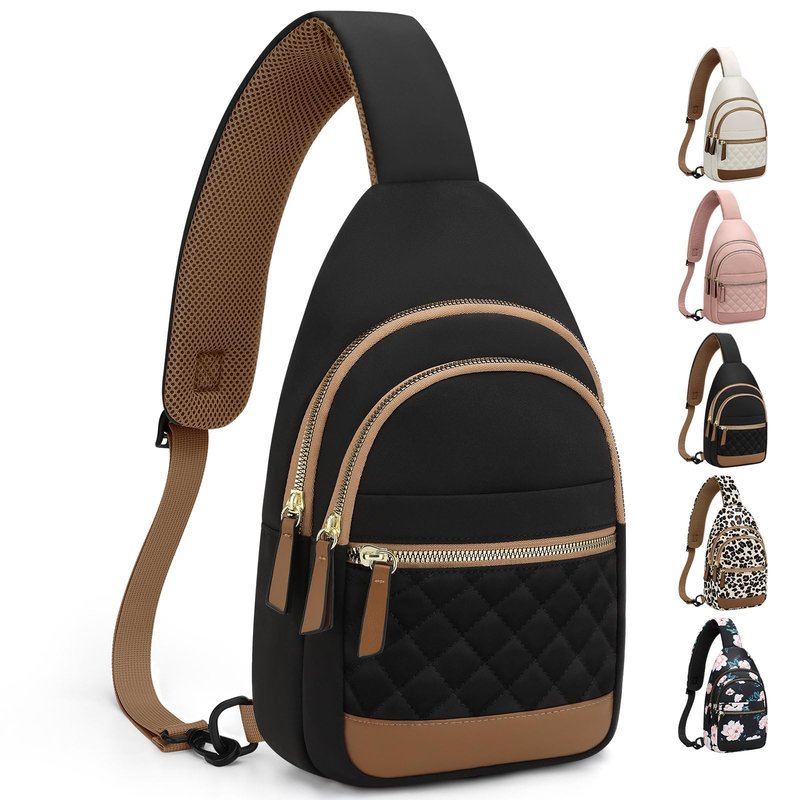 Capolo Sling Bag for Women Men Waterproof Crossbody Bags for Women Trendy Casual Fanny Pack with Convertible Shoulder Strap Chest Bag for Travel Hiking(Black, Medium)
