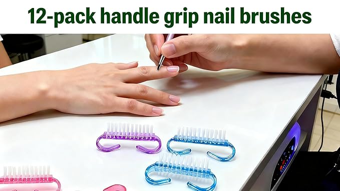 12-Pack Handle Grip Nail Brush(assorted color), Fingernail Scrub Cleaning Brushes for Toes and Nails Cleaner, Pedicure Brushes for Men and Women