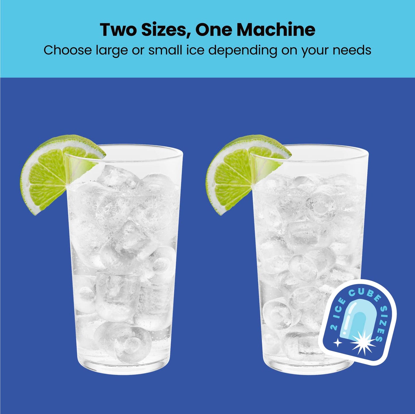 Iceman Dual-Size Countertop Ice Maker Machine, Portable, Creates 2 Cube Sizes in 6 Mins, Holds 1.3 lb. of Ice, Makes up to 26 lb in 24 Hours, Self-Cleaning Scoop Included, Stainless-Steel