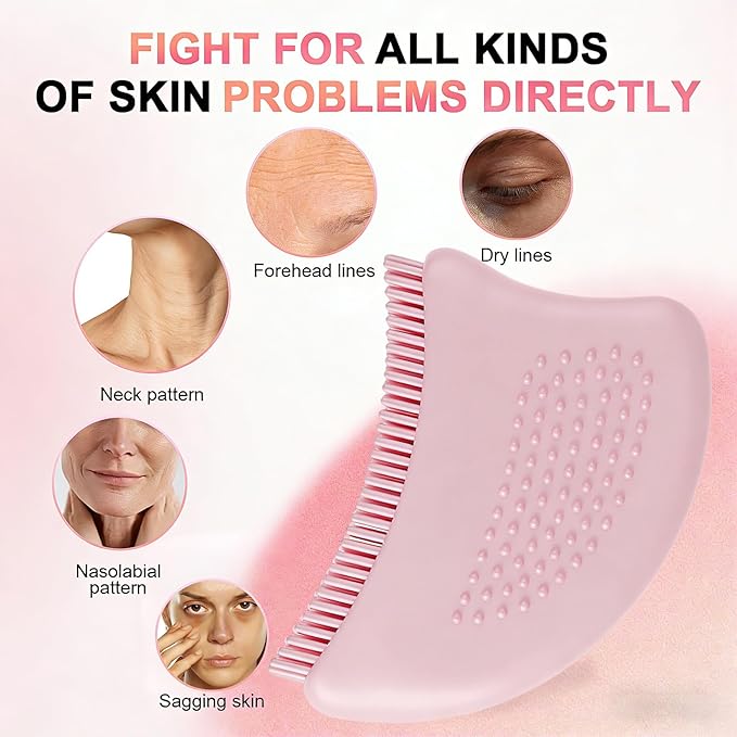 Silicone Lymphatic Contour Face Brush 2 Set - Facial & Neck Lymphatic Drainage Tool for Puffiness Reduction, Restores Facial Definition, Gentle on Sensitive Skin, Naturally Sculpted Look