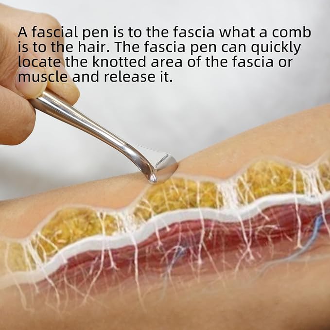 NHO 2-in-1 Acupuncture Pen,Fascia Blaster for Pain Relief, Stainless Steel Gua Sha Scraper & Acupressure Massage Pen, Dual-Ended Fascia Release Tool for Muscle, Neck, Face, Plantar Fasciitis Relief