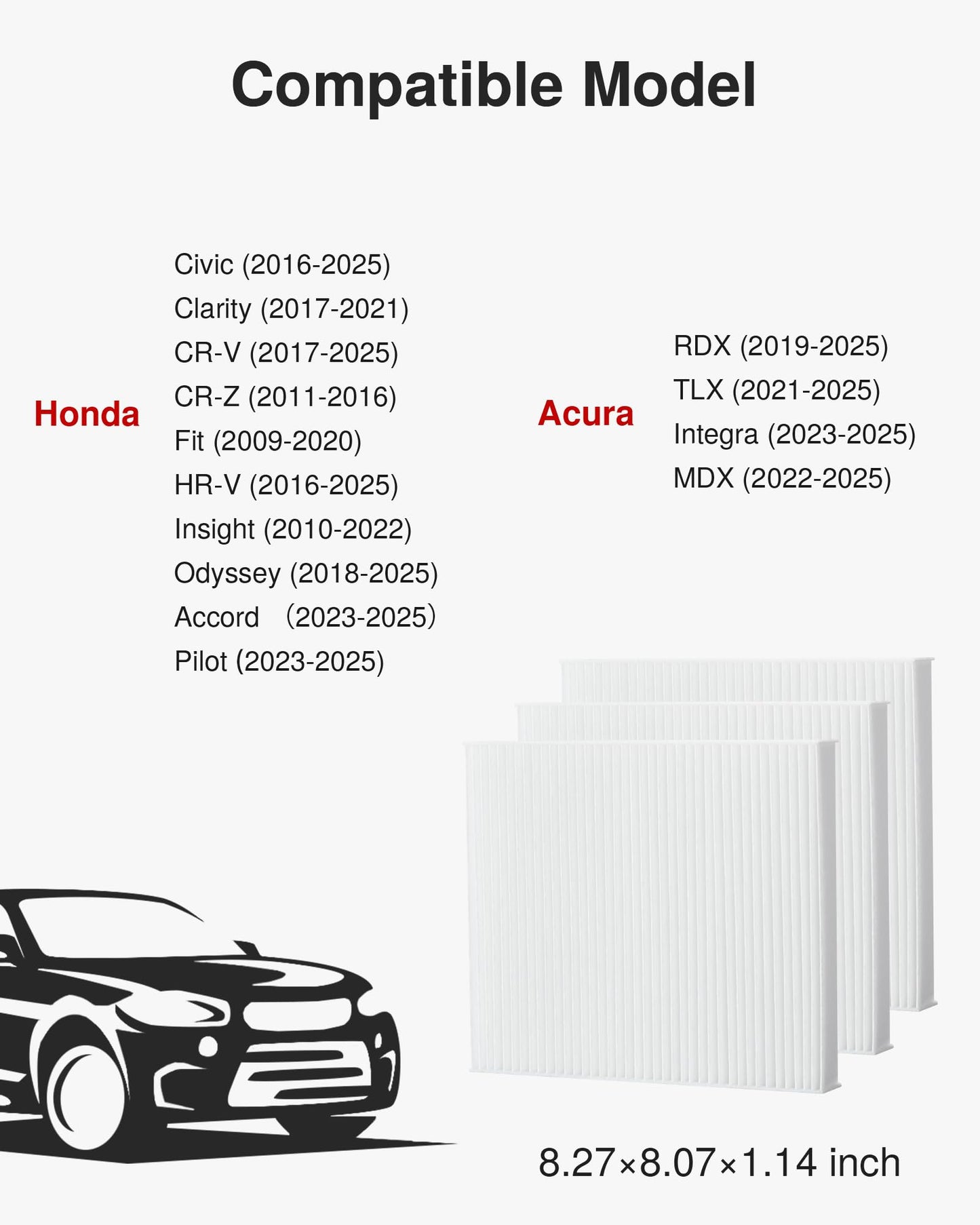 Puroma Cabin Air Filter Replacement for CP182, CF11182, Honda Civic, Clarity, CR-V, CR-Z, HR-V, Fit, Insight, Odyssey, Acura MDX, RDX, TLX, INTEGRA