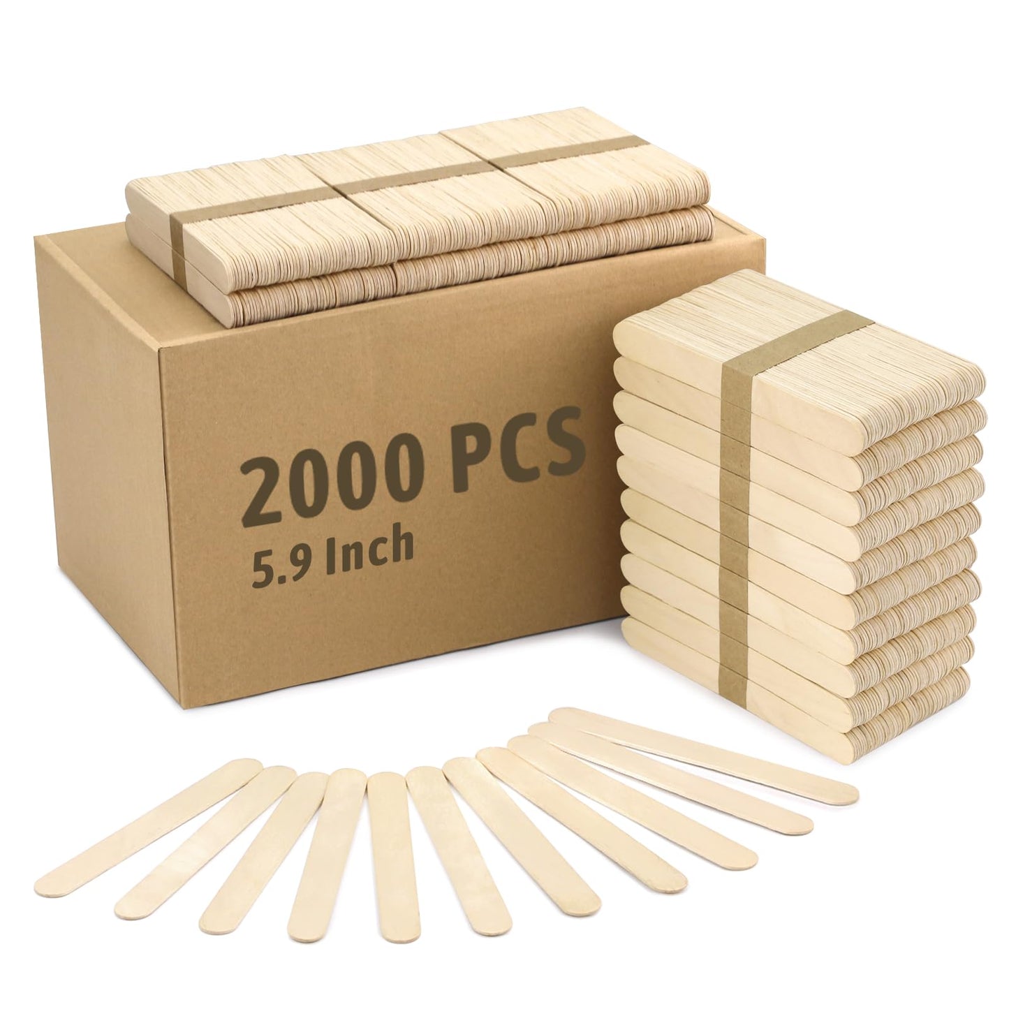 WISYOK 2000 PCS 6 Inch Wooden Popsicle Sticks for Crafts, Wooden Craft Sticks, Wide Lollipop Sticks, Treat Sticks Ice Pop Sticks for Creative Designs or Kids Education, Home Art Projects