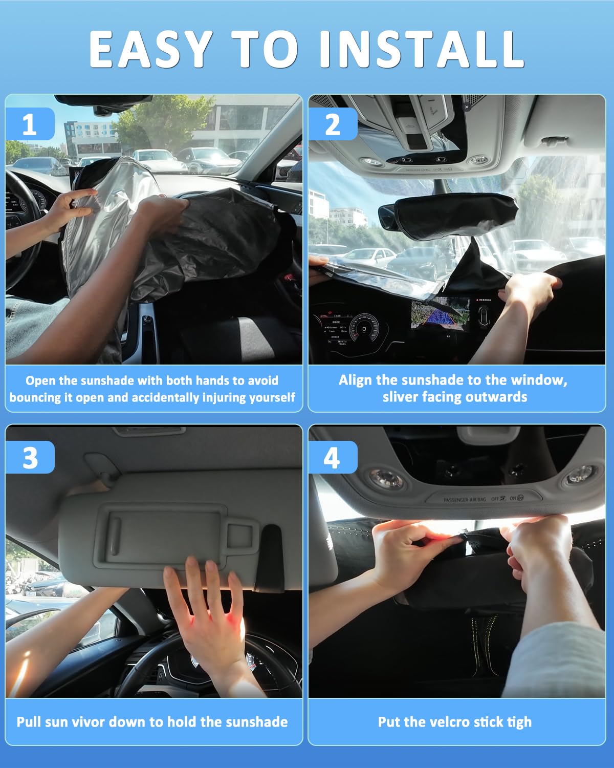 Windshield Sun Shade for Toyota Camry 2025 2026 LE XLE Hybrid SE XSE - 4 Layers Car Sunshades for Front Windows Shade Cover Custom Fit Camry Sun Visor 250T Retractable Blocks Shade UV Rays Accessories