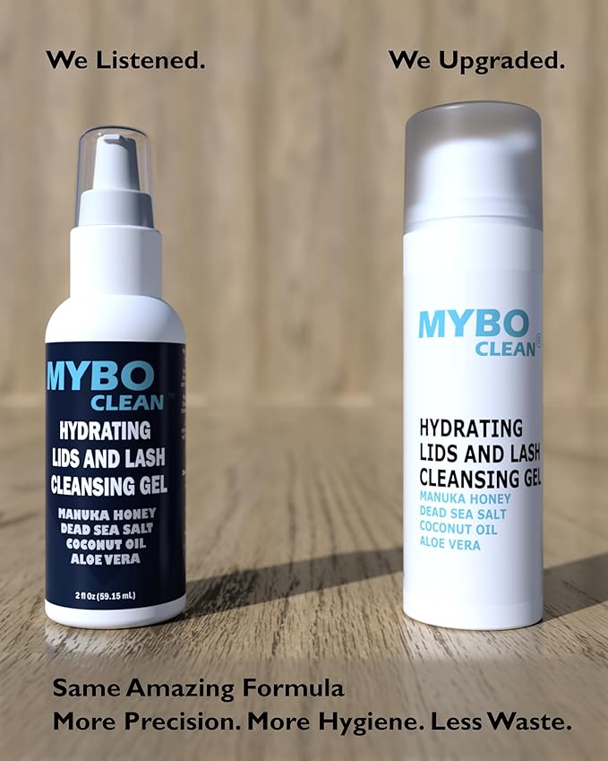 Mybo Clean Eyelid Cleansing Brush for Sensitive Skin (1 Pc) + Hydrating Lids and Lash Cleansing Gel (1Pc) + Travel Bag Ideal for Gentle Cleansing of the Eyelids On the Go