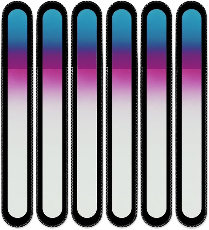 Mont Bleu Rainbow Crystal Nail File in Black Pouch - Large/Professional Size - Czech Tempered Glass - Handmade in Bohemia (Czech Republic)