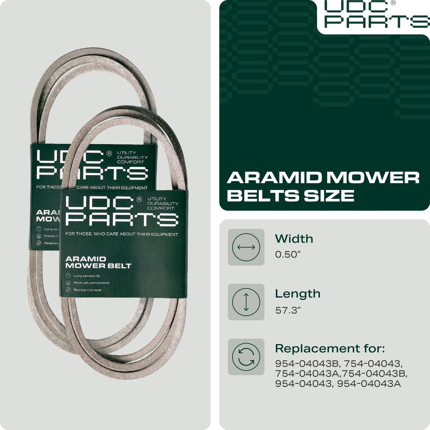 UDC Parts 954-04043B Drive Belt Replacement for Cub Cadet RZT50 RZT42 RZT54 754-04043 954-04043A Troy Bilt Mustang XP 954-04043 MTD Craftsman 754-04043B 754-04043A / Aramid Cord / 57.30 inches