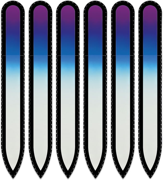 Mont Bleu Rainbow Crystal Nail File in Black Pouch - Czech Tempered Glass - Handmade in Bohemia (Czech Republic)