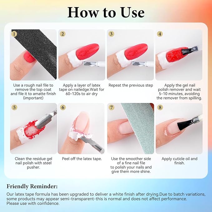 JODSONE Professional Gel Nail Polish Remover Kit:2Pcs 15ML Quick Gel Nail Polish Remover,15ML Cuticle Oil and Latex Tape Liquid,2 Sanding Strips and Steel Pushers,Remove at Home without Going Salon