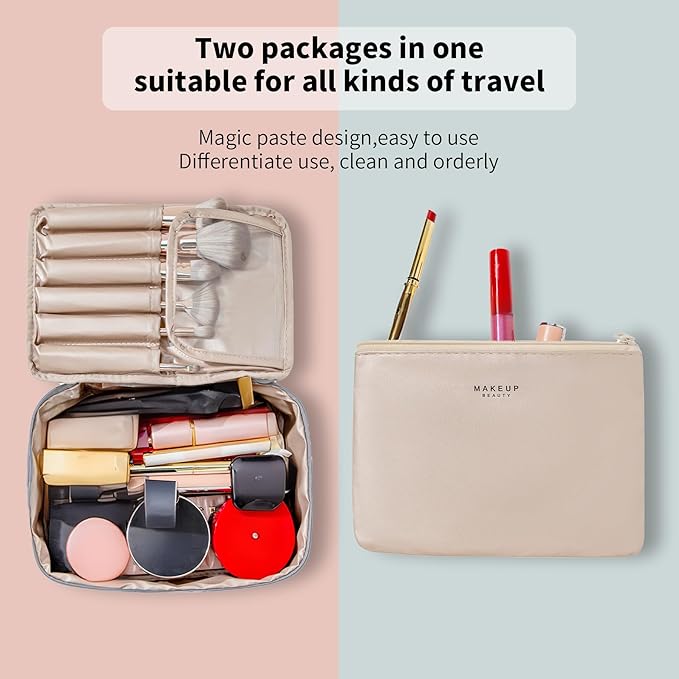 Travel Makeup Bag Cosmetic Bag Makeup Bag Toiletry bag for women and men (Grey)
