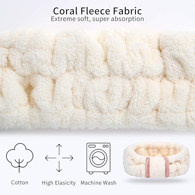 3 Pack Spa Headbands Microfiber SkinCare Face Wash Headband Facial Headband Makeup Towel Headbands for Women for Washing Face(White, Gray, Khaki)