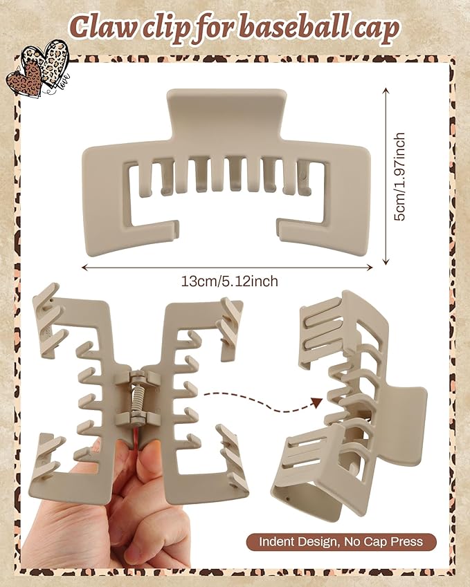 Hat-Friendly Claw Clips for Baseball Caps - 4 Pcs Trucker Hat Hair Clips for Women, Claw Clips for Thick Hair Hat Hairstyles, Gifts Hair Accessories