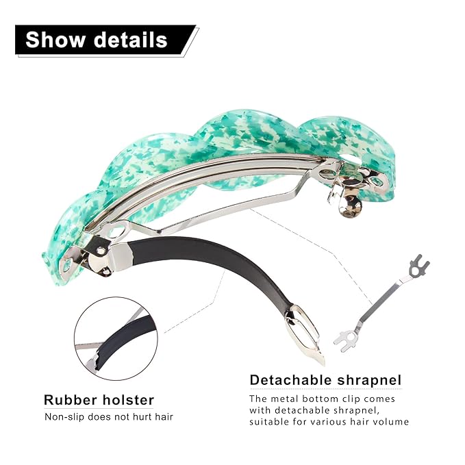 Hair Barrettes For Women - 3Pcs Large Barrettes for Thick Hair French Design with Beautiful Lines Elegant and Stylish - Perfect Hair Accessories for Thick Hair (multiple colors9)