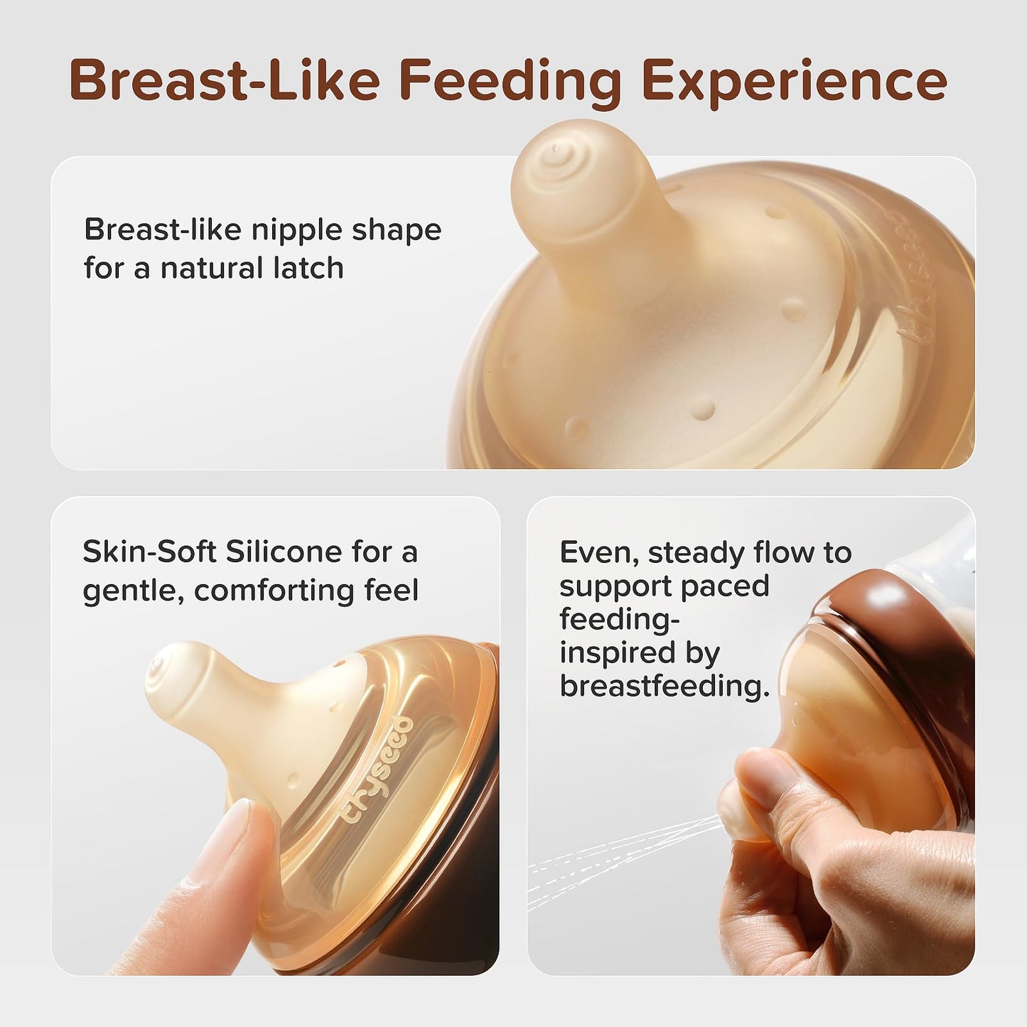 Thyseed Anti-Colic Glass Baby Bottle for Breastfed Infants, Paced Feeding, Breast-Like Newborn Extra Slow Flow Nipple (0m+), 5 oz, 2 Pack
