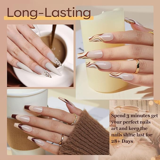 modelones Gel Nail Polish Set, 6 Colors Chocolate Brown Black Nude Glitter Gel Polish Kit Neutral Soak Off Nail Art Salon Design French Manicure DIY at Home Gifts for Women Girls
