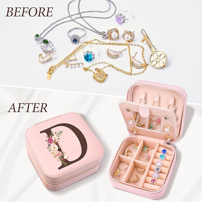 Christmas Gift for Women, Christmas Travel Jewelry Case Box Organizer Personalized Gifts for Mom Wife Women, Gift for Friend Sister Grandma Aunt