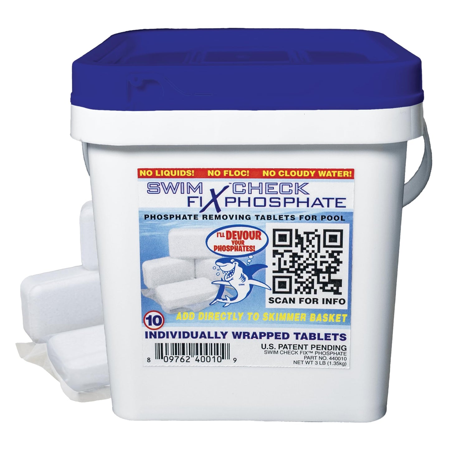 Swim Check Fix Phosphate Remover Tablets – 10 Count | Time-Release Tabs for Pool Phosphate Removal | Clear Water Solution for Saltwater & Freshwater Pools | Easy Skimmer Application, No Cloudiness