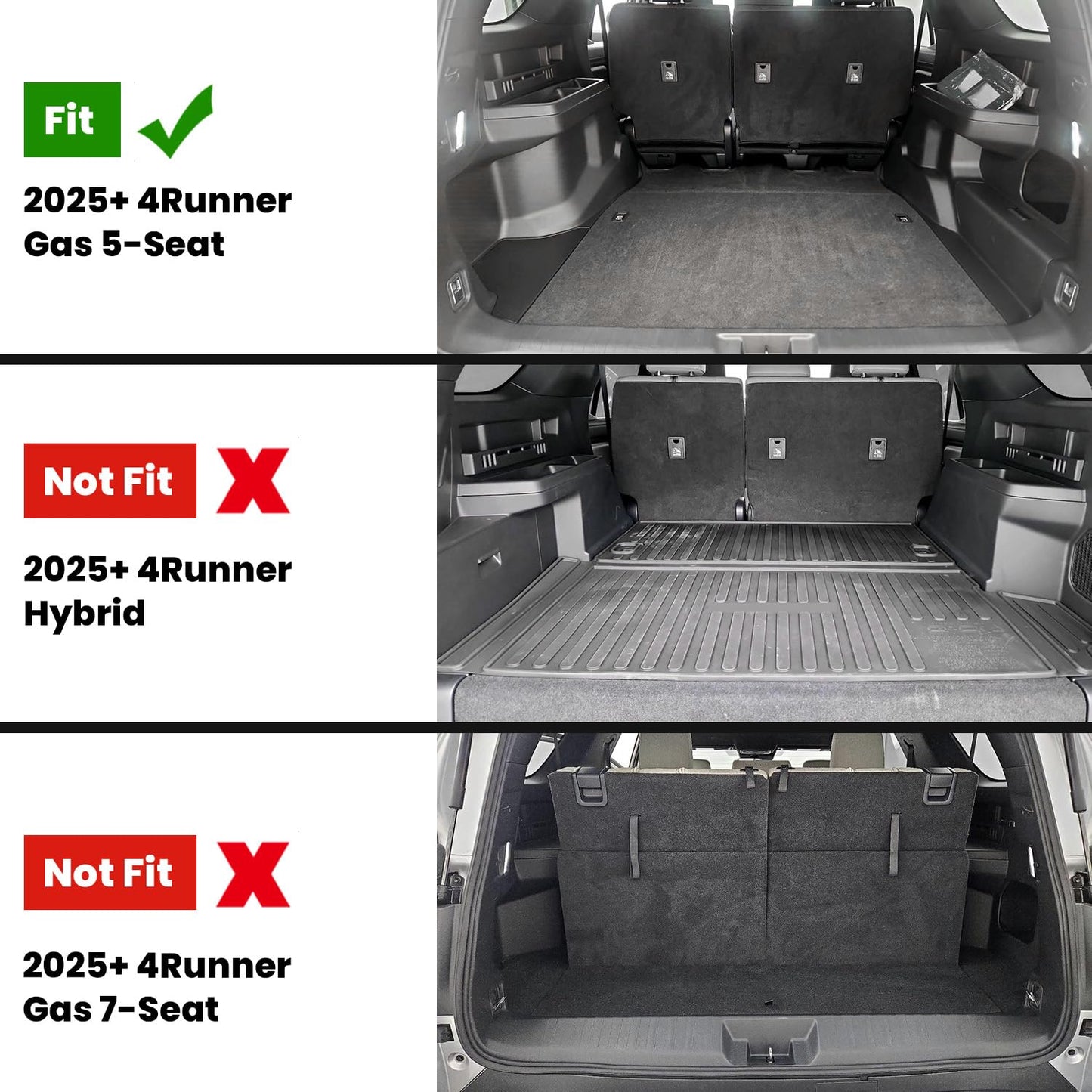 LASFIT Floor Mats for Toyota 4Runner 2025 2026 5 Seats(Not fit Hybrid) wtih Trunk mat&backrest mat, All Weather TPE Custom Fit Floor Liner for 4 Runner SR5/TRD/Limited 6th gen Front&Rear Car Mats