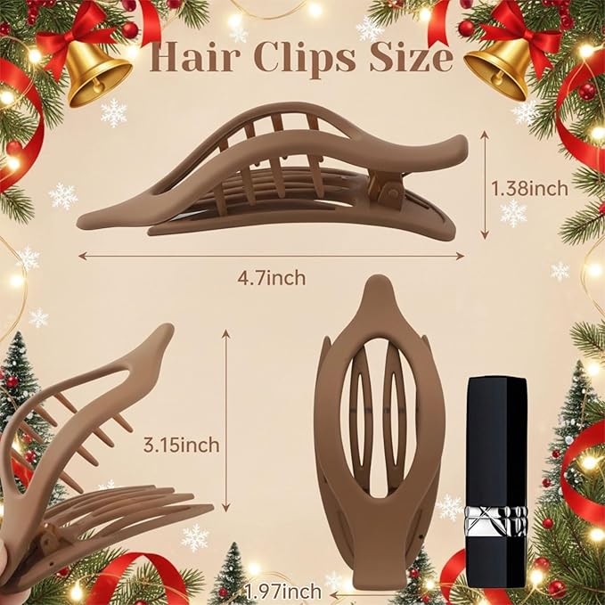 French Concord Hair Clips - 6Pcs Side Slide Volume Clips for Women Girls, Strong Hold No Slip Grip, Thick or Thin Hair (Matte Finish, L:4.6 IN, W:1.97IN)