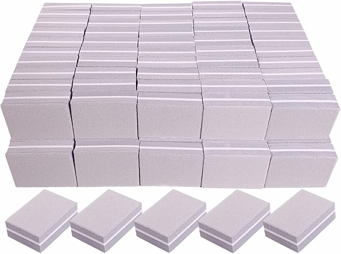 Nail Buffers (100 Pack), Mini Buffer Block Nail File for Acrylic Nails and Natural Nails, 100/180 Grit Nail Buffer Block Bulk Buffing Blocks for Nail Buff Professional Manicure File Blocks Set Gray