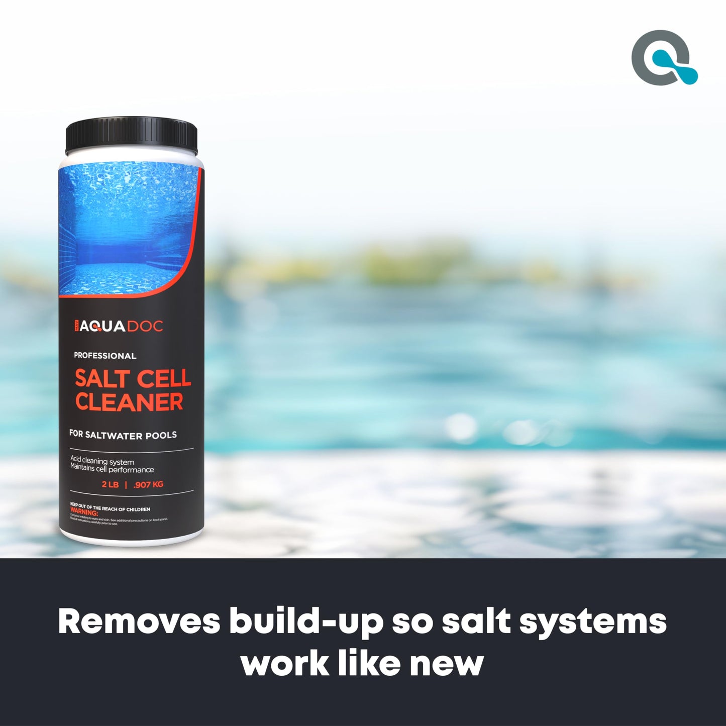 Salt Cell Cleaner for Saltwater Pools - Pool Salt Cell Cleaner Solution to Help Reduce Buildup and Support Generator Function - AquaDoc Pool Care Made in USA - 2lb