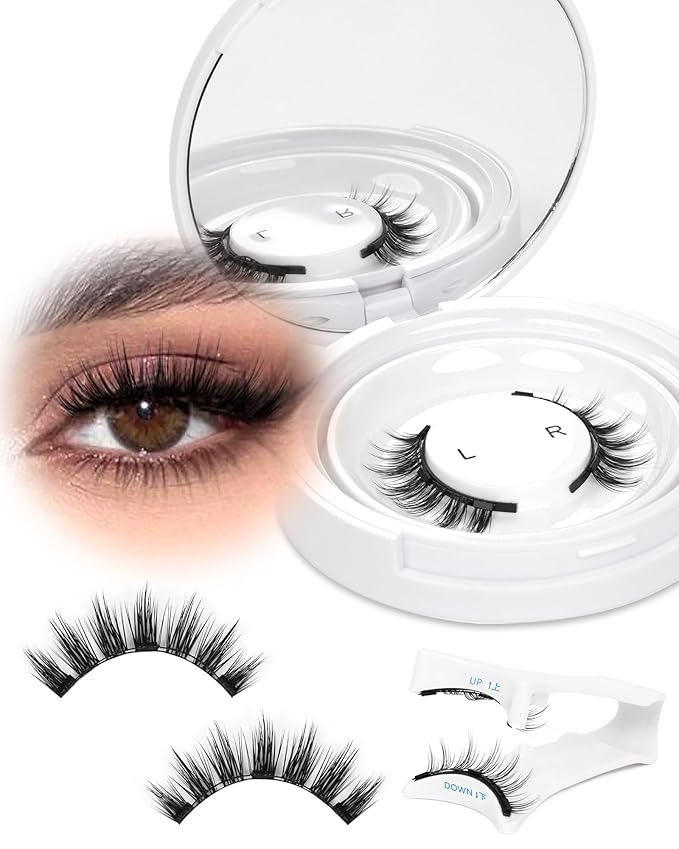 EMEDA Magnetic Eyelashes Natural Look No Glue Reusable Magnetic Lashes with Applicator, Faux Mink Lashes Lightweight & Comfortable for Women Sensitive Eyes Daily Makeup with Mirror Case (25)