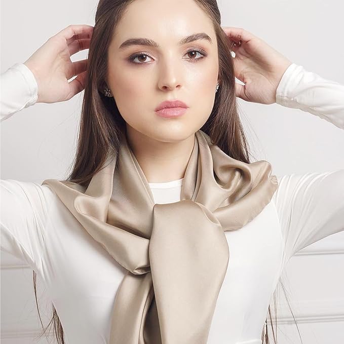 vimate 35" Square Silk Like Head Scarf - Women's Fashion Satin Scarf Bandana for Hair Wrapping at Night.
