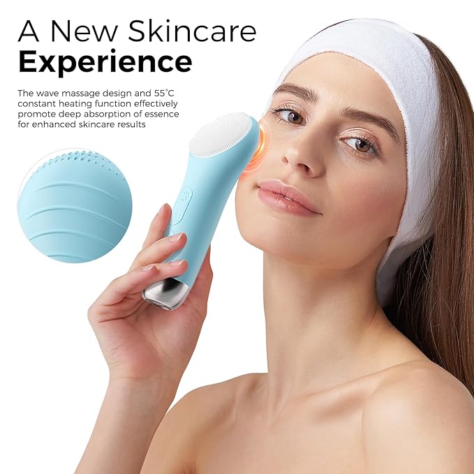 Face Scrubber Facial Cleansing Brush - Waterproof and Rechargeable Face Cleansing Brush with 4 LED Gentle Light, Cleansing, Exfoliating and Massaging, Electric Face Scrub Brush for Men & Women