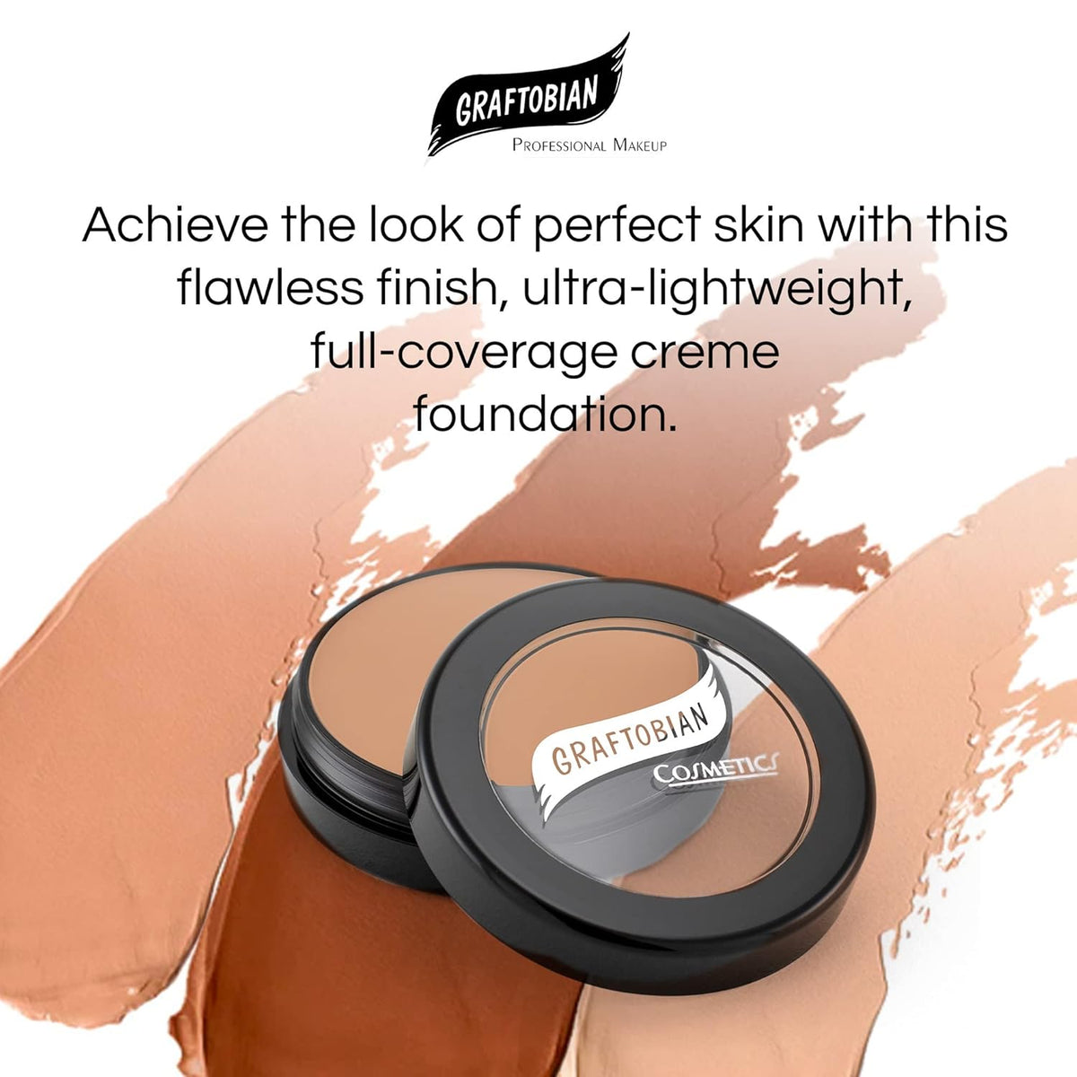 Graftobian HD Glamour Crème Foundation 1/2oz, Weightless Full Coverage Makeup, 65 Inclusive Shades, For All Skin Types, Natural or Full-Glam Looks, For Professionals and Beginners, Ceylon Cinnamon
