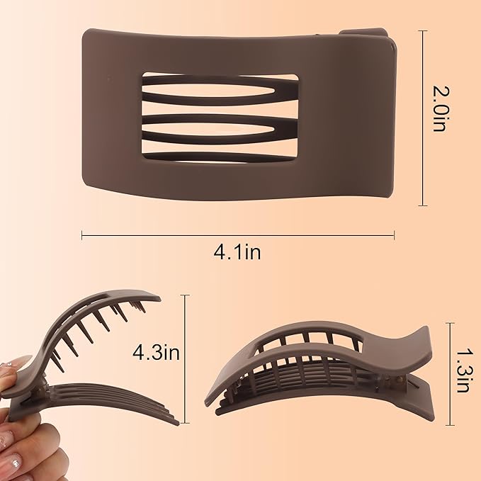 6 Pack Flat Hair Claws Clips for Women, Large Extra Strong & Thick Clips for Thick Fine Hair Styling, Secure Hair Hold Matte Black